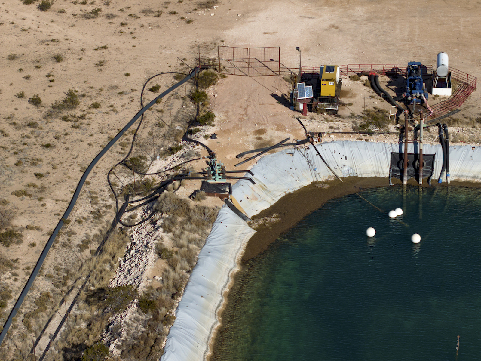 A waste pond on a land-grant parcel in Carlsbad, New Mexico.